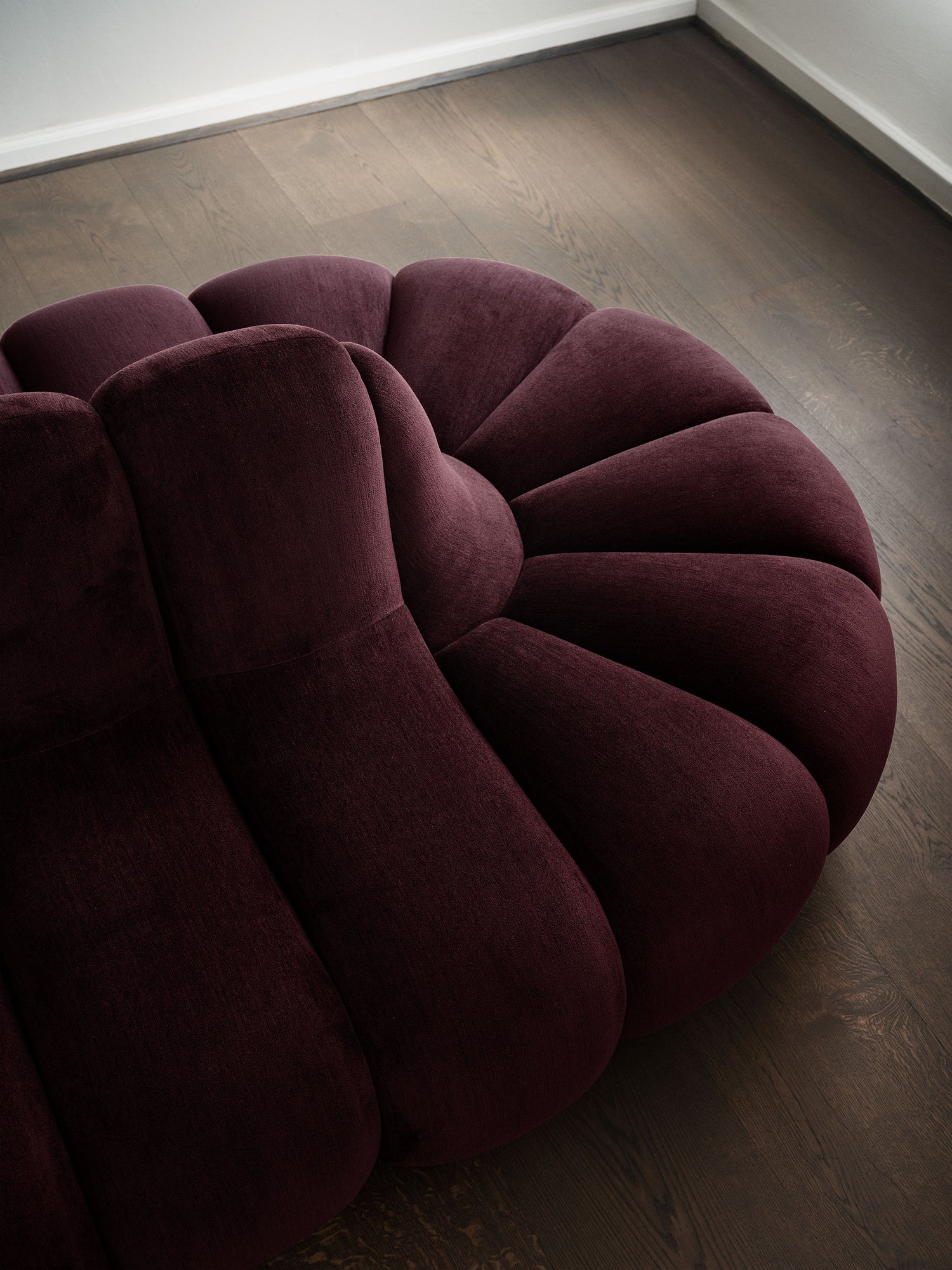 Burgundy Jagger Lounge sofa on wooden floor