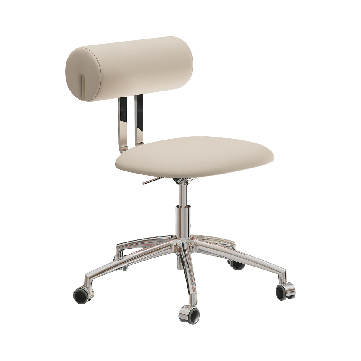 Hippo Chair Work 5 star with castors, chrome frame and Terra Lime leather upholstery
